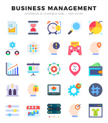 Collection of Business Management 25 Flat Icons Pack.