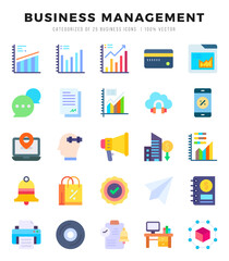 Business Management Flat icons collection. 25 icon set. Vector illustration.