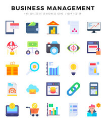 Business Management icons Pack. Flat icons set. Business Management collection set. Simple vector icons.