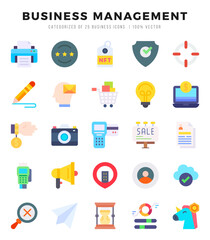 Vector icons set of Business Management. Flat style Icons.
