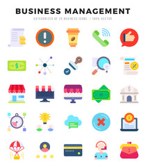 Business Management Icons Pack Flat Style. Vector illustration.