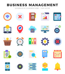 Business Management Flat icons collection. 25 icon set in a Flat design.