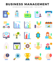 Business Management icons Pack. Flat icons set. Business Management collection set. Simple vector icons.