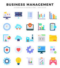 Set of Business Management Icons. Simple Flat art style icons pack. Vector illustration.