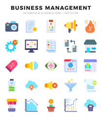 Business Management icons set. Collection of simple Flat web icons.