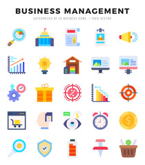 Business Management elements. Flat web icon set. Simple vector illustration.