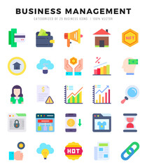 Business Management Icons Pack Flat Style. Vector illustration.