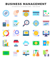 Business Management Flat icons collection. 25 icon set in a Flat design.
