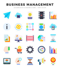 Set of simple Flat Business Management Icons. Flat art icons pack. Vector illustration.