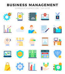 Set of Business Management Icons. Simple Flat art style icons pack. Vector illustration.