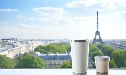 Two Cups With Eiffel Tower View