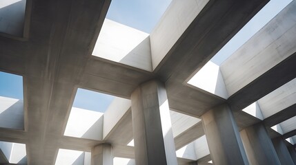 Obraz premium Architectural Geometry:Concrete Columns in Perspective Showcase Modern Building Design