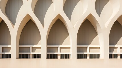 Geometric Architectural Abstract with Pillars,Arches and Balconies in Modern Concrete Building Design