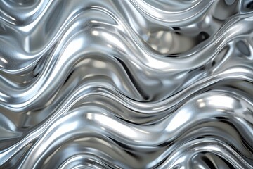 Silver abstract background with wavy pattern created with generative ai