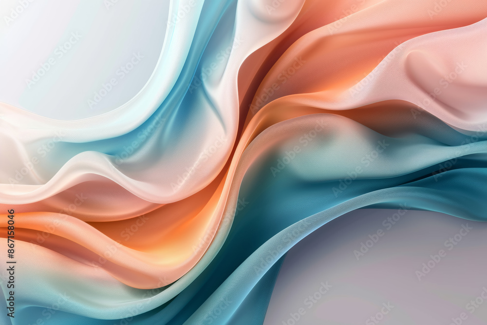 Poster abstract flowing pastel-colored waves creating a smooth, elegant, and vibrant visual effect in soft 