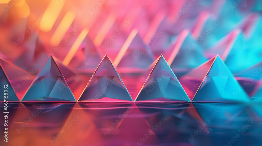 Aufkleber abstract geometric pattern with colorful triangular prisms, creating a vibrant and futuristic design