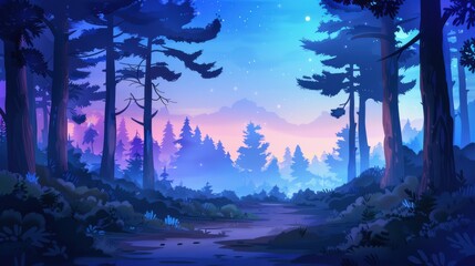 Magical Night in the Forest. An Enchanting Illustration