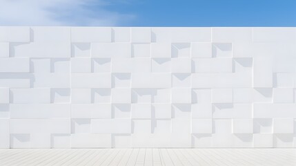 Fototapeta premium Minimalist White Concrete Patterned Wall of Modern Architectural Building