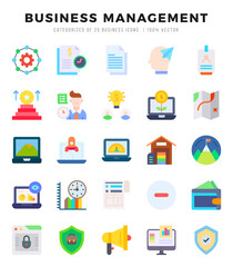 Business Management web icons in Flat style.