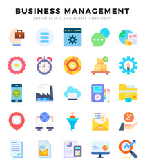 Business Management icons set. Collection of simple Flat web icons.