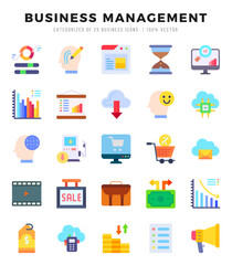 Set of Business Management icons in Flat style. High quality Flat Icons symbol collection.