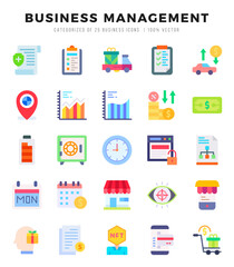 Business Management Flat icons collection. 25 icon set in a Flat design.