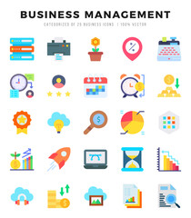 Set of simple Flat Business Management Icons. Flat art icons pack. Vector illustration.