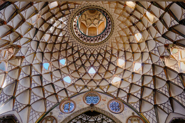 Kashan, Iran 01.07.2023: Inside the Borujerdi House, Kashan, dome magnificent architecture details. © SKahraman