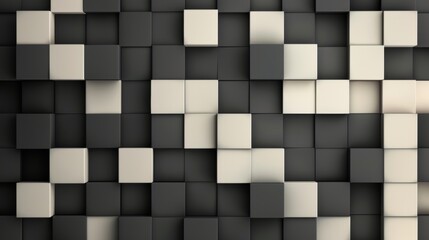 Sleek pixelated design with square black and grey blocks, modern and futuristic aesthetic, high-definition detail