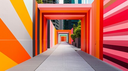 City center with fresh art installations, colorful murals and sculptures, revitalized urban landscape, detailed textures, vibrant and dynamic