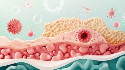 Fermentation process in cellular biology, highlighting glycolysis, pyruvate to lactic acid conversion, detailed pathways, vibrant and educational