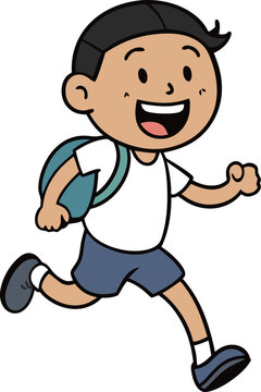 recommend clip art: a cartoon drawing of a boy with a backpack on his back.
