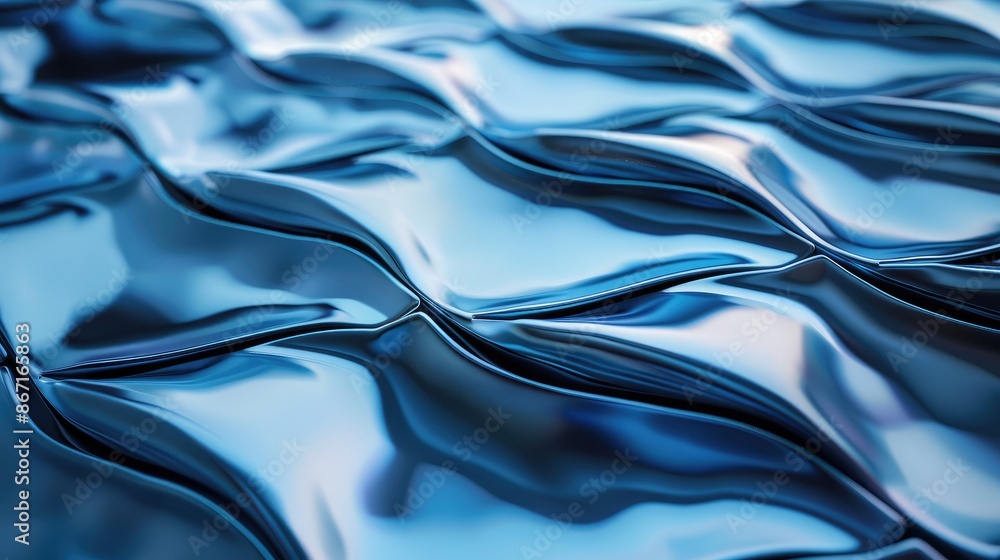 Aufkleber dynamic 3d rendering of a shiny blue metal pattern, creating a visually striking texture for digital