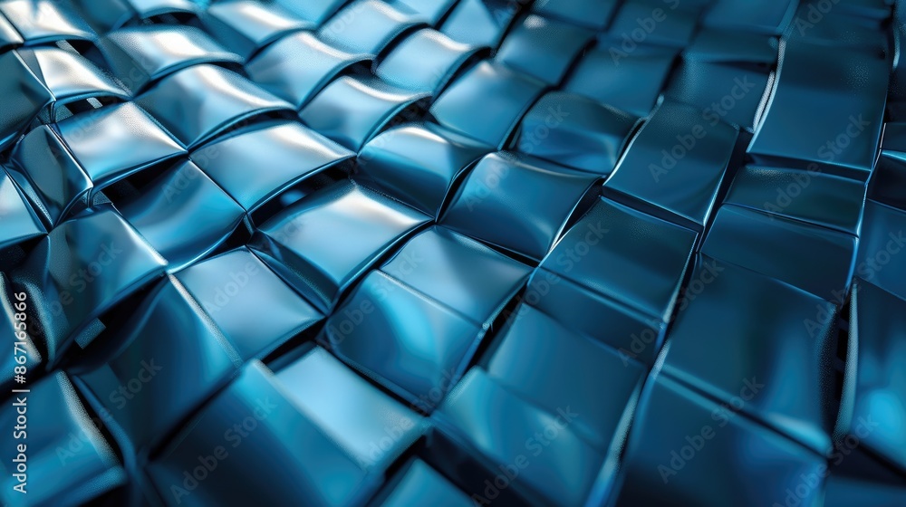 Aufkleber dynamic 3d rendering of a shiny blue metal pattern, creating a visually striking texture for digital