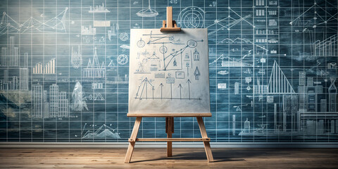 board, diagrams, formulas, graphs,