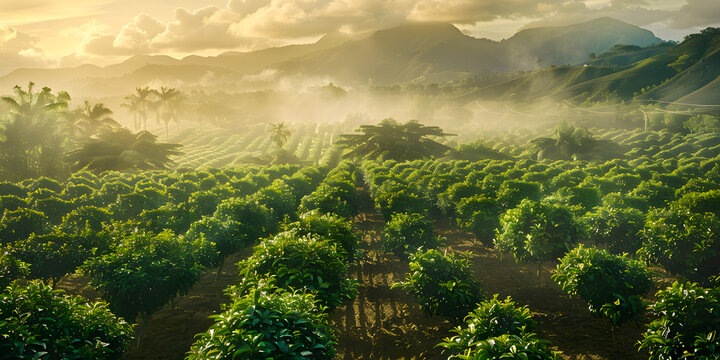 Imagen de un campo de cosecha con varios arboles 