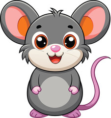 Cartoon cute mouse on vector