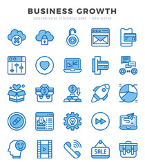 Collection of Business Growth 25 Two Color Icons Pack.