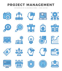Set of 25 Project Management Two Color Icons Pack.