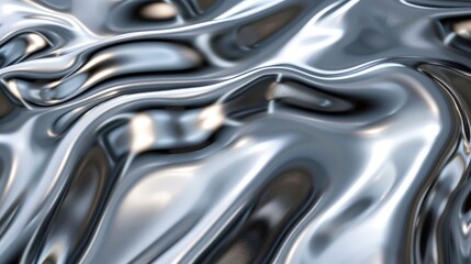 Dynamic liquid chrome waves flowing over a textured metal surface, showcasing futuristic design elements.