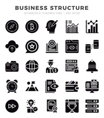 Vector icons set of Business Structure. Glyph style Icons.