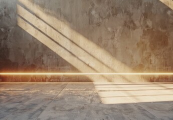 Warm Sunlight Streaming Through Shadows on Modern Grungy Interior Wall