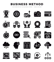 Vector icons set of Business Method. Glyph style Icons.