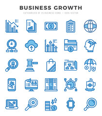 Business Growth Icons Pack. Two Color icons set. Two Color icon collection set.