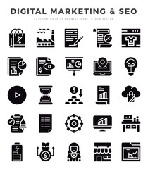 Digital Marketing & SEO icon pack for your website. mobile. presentation. and logo design.