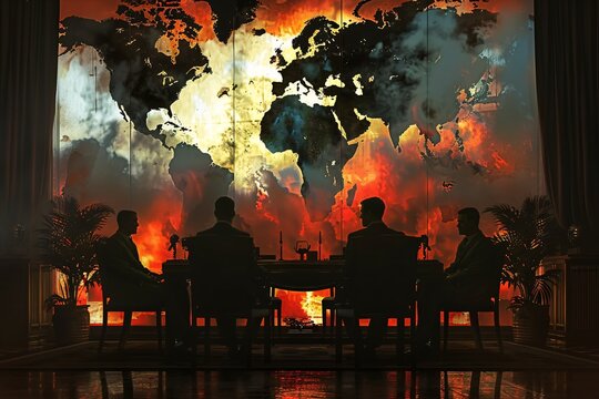 Group of men around a table with a large map plotting a plan.