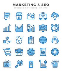 Marketing & SEO Icons bundle. Two Color style Icons. Vector illustration.