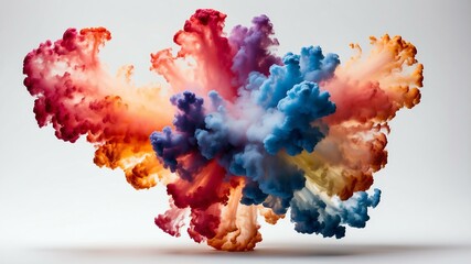 Fototapeta premium rainbow smoke center radial explosion isolated in whit background