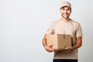 Delivery person holding a package
