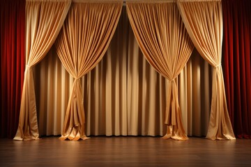 Golden and Red Stage Curtains